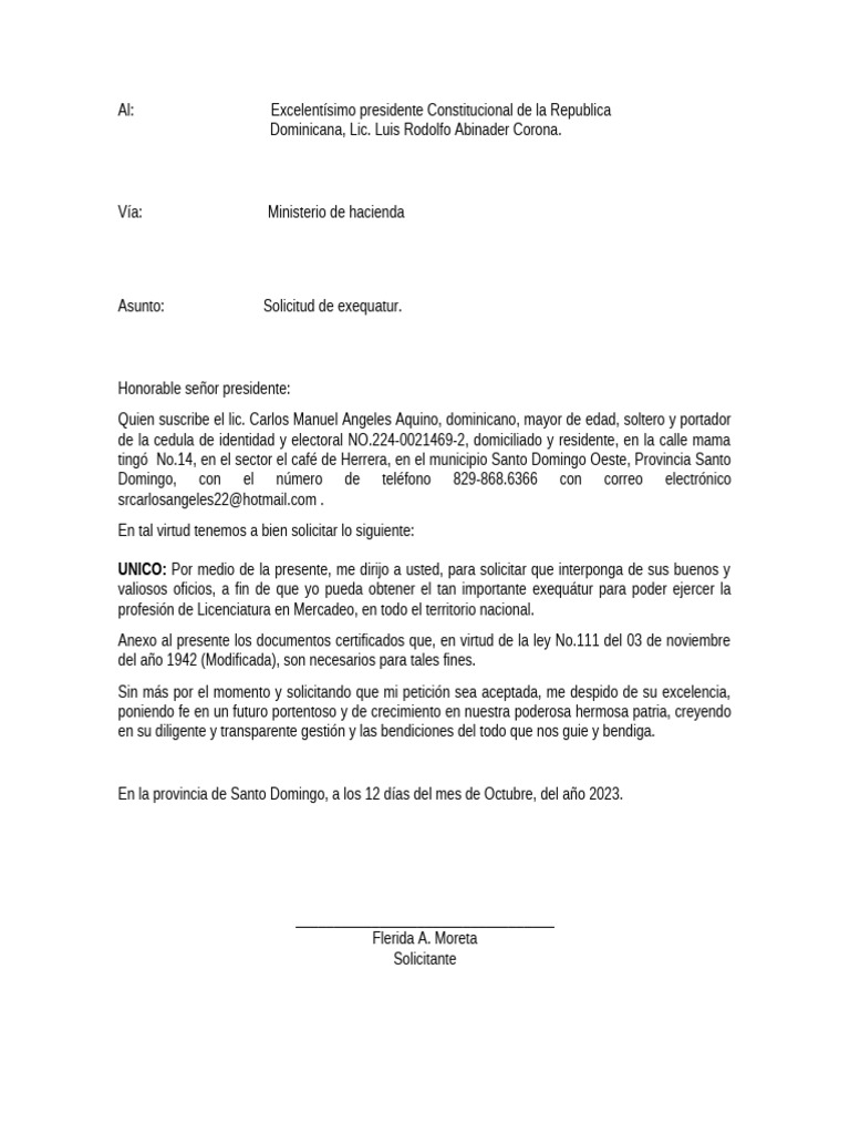 Solicitud de Exequatur en RD | PDF