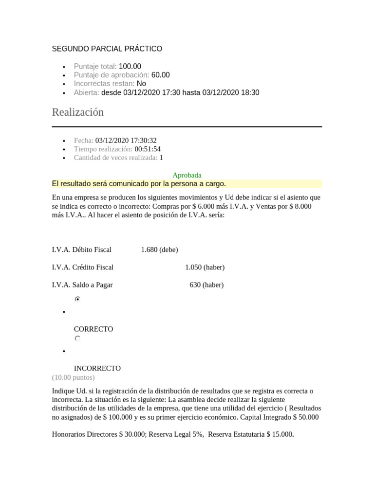 Segundo Parcial Práctico de Contabilidad | PDF | Contabilidad | Bancos