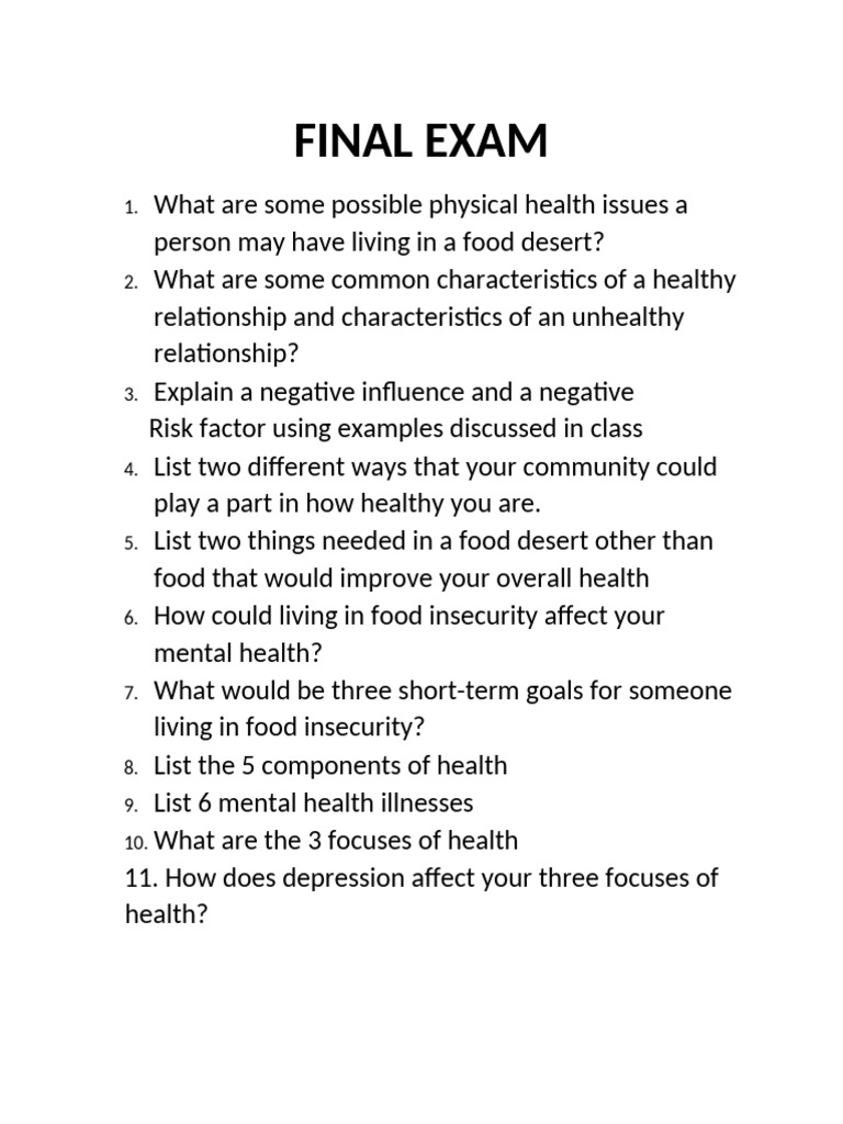 final+exam+2022+%281%29 | PDF | Adolescence | Mental Health
