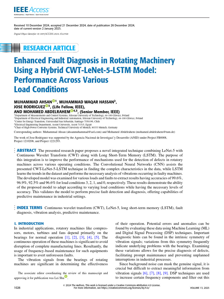 Hybrid CWT-LeNet-5-LSTM for Fault Diagnosis | PDF | Wavelet | Machine ...