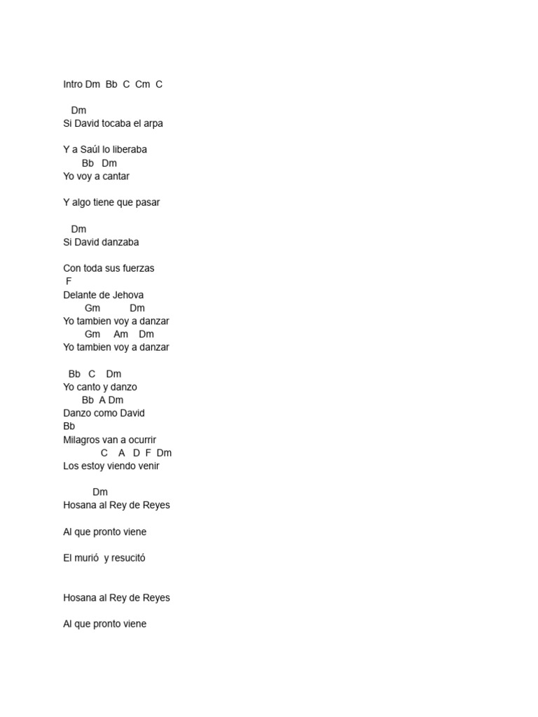 Yo danzo como David: letra y acordes | PDF