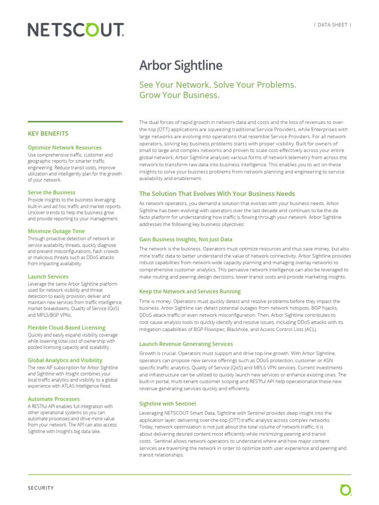 SECPDS_005_EN-1901 - Arbor Sightline | PDF | Computer Network ...