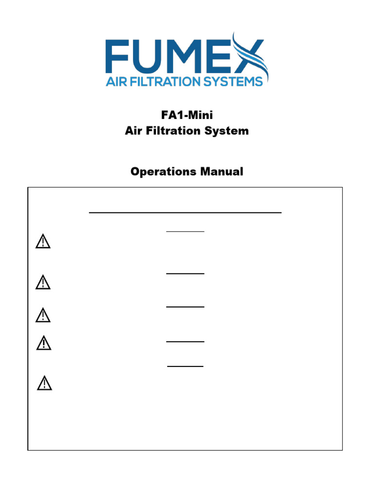 FA1-Mini Air Filtration Manual | PDF