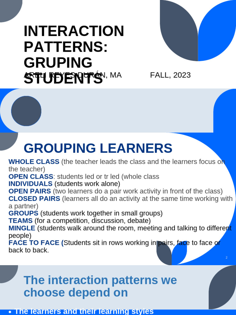 Classroom Interaction Patterns Explained | PDF | Learning | Teachers