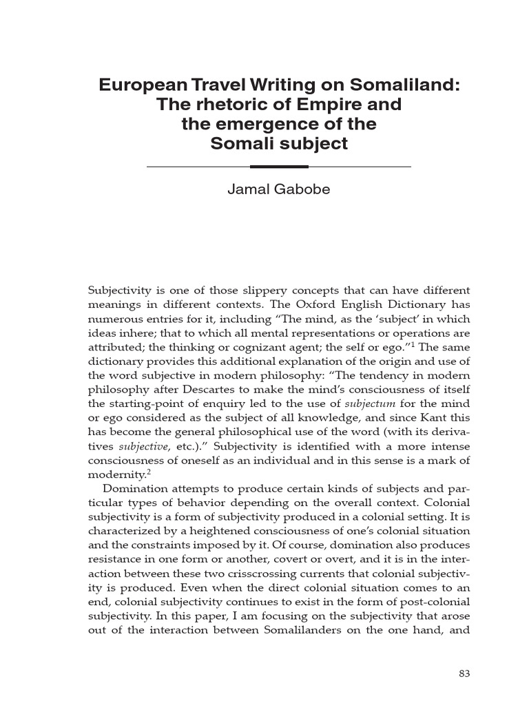 European Travel Writing On Somaliland - The Rhetoric of Empire and The ...