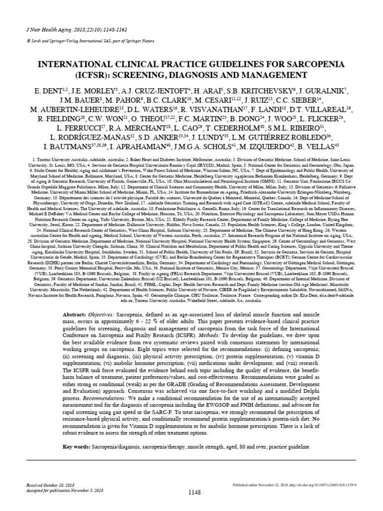 International Guidelines for Sarcopenia | PDF | Evidence Based Medicine ...