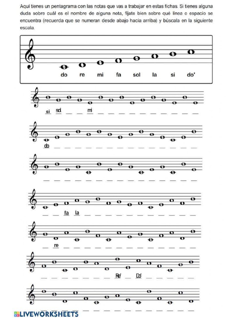 Las Notas Musicales Interactive Worksheet | PDF