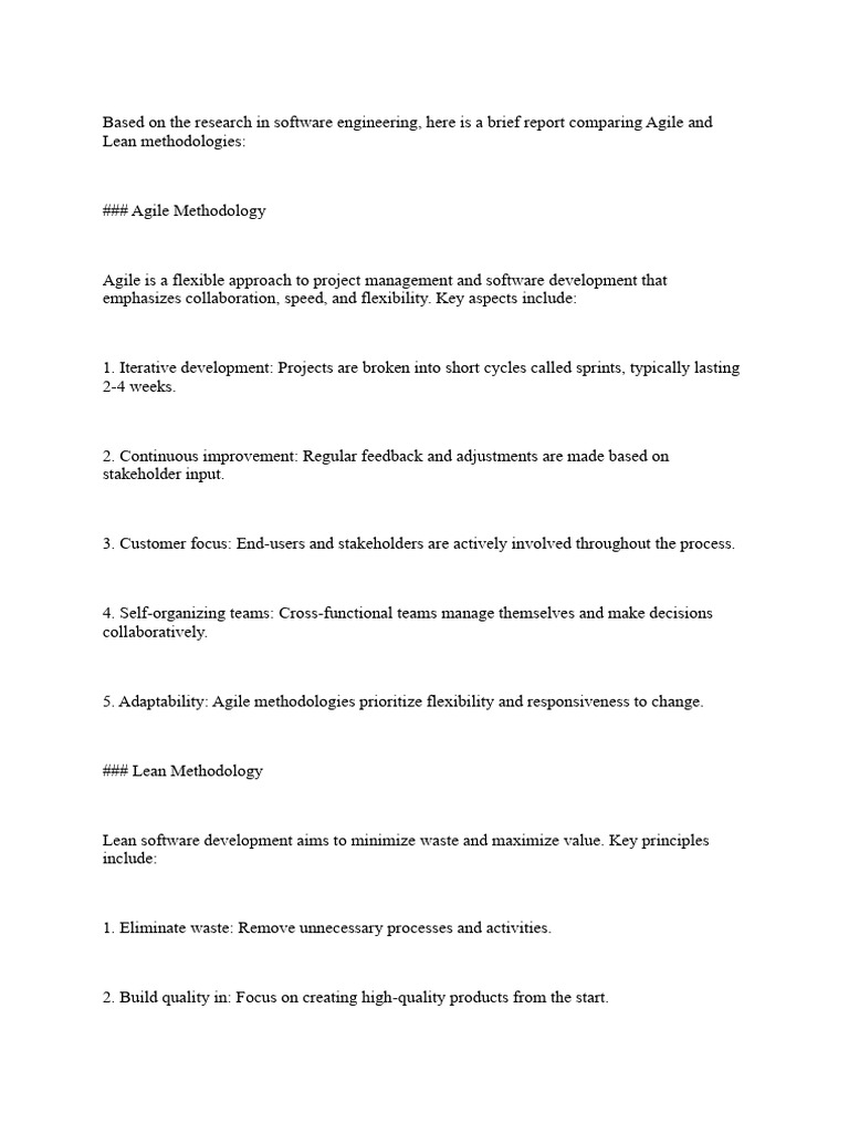 Agile and lean in software engineering pdf agile software