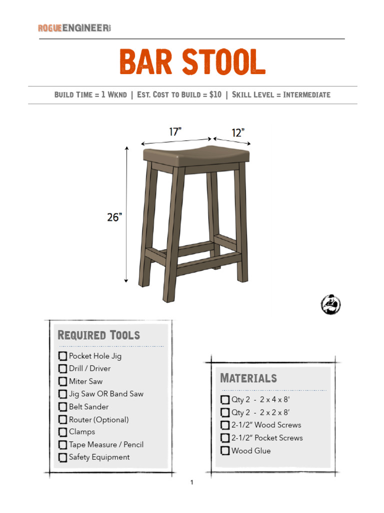 Bar Stool Plans Printable PDF | PDF