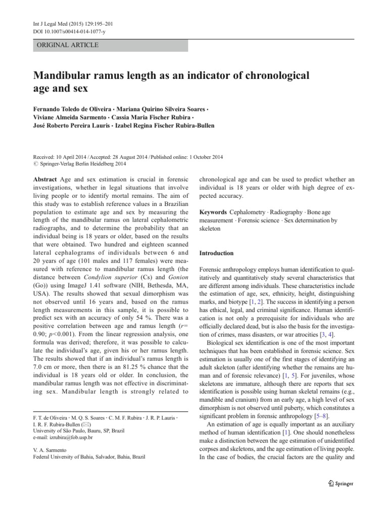 Measuring Mandibular Ramus Length | PDF | Forensic Science