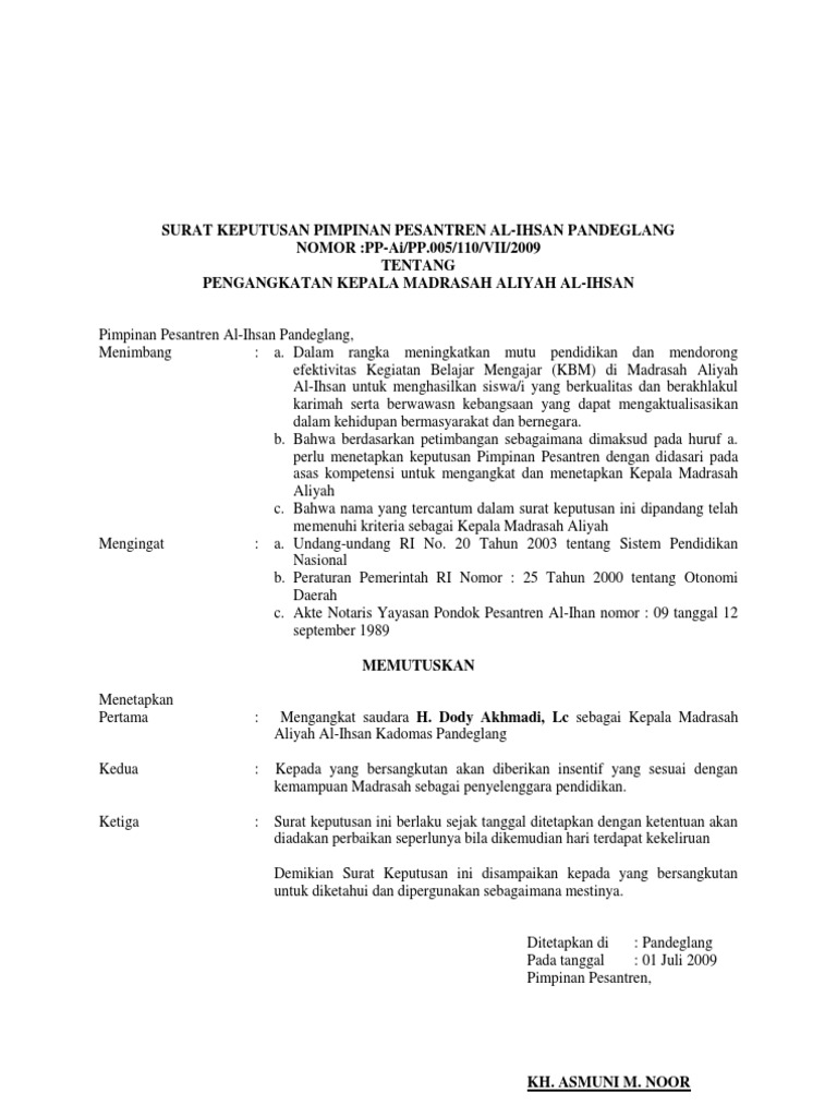 Sk Yayasan Pengangkatan Kepala Ma