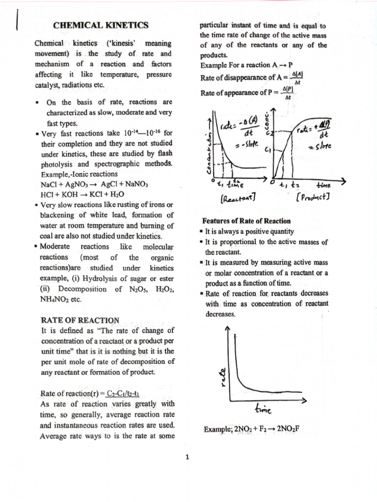 Chemical Kinetics 1 - 110600 | PDF