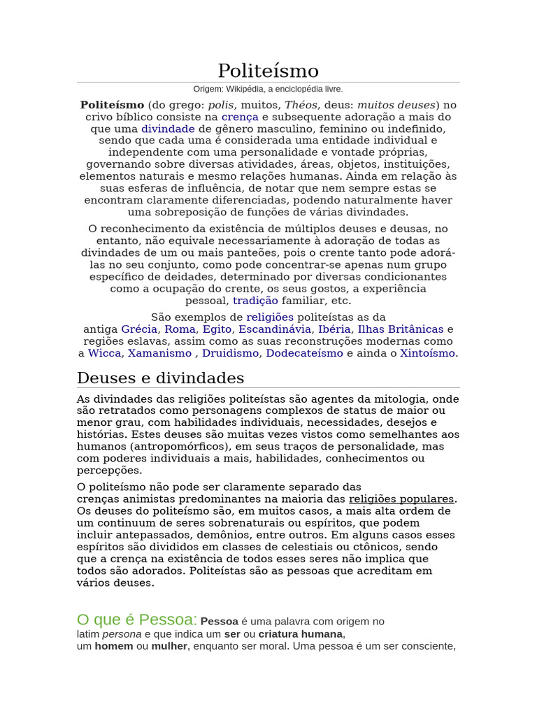 O que é o Politeísmo? | PDF | Politeísmo | Crença e doutrina religiosa