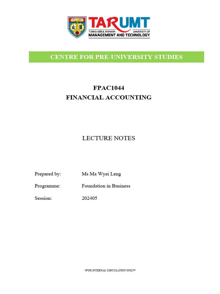 Financial Accounting Lecture Notes | PDF | Depreciation | International ...