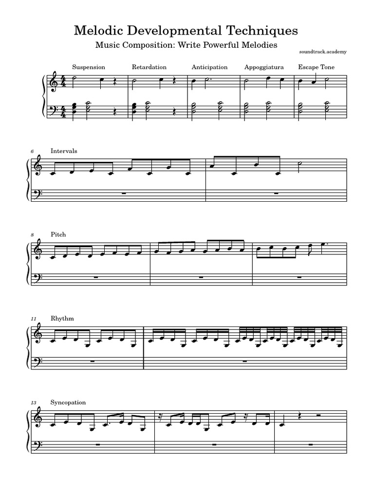 Powerful Melody Composition Techniques | PDF | Pitch (Music) | Elements ...