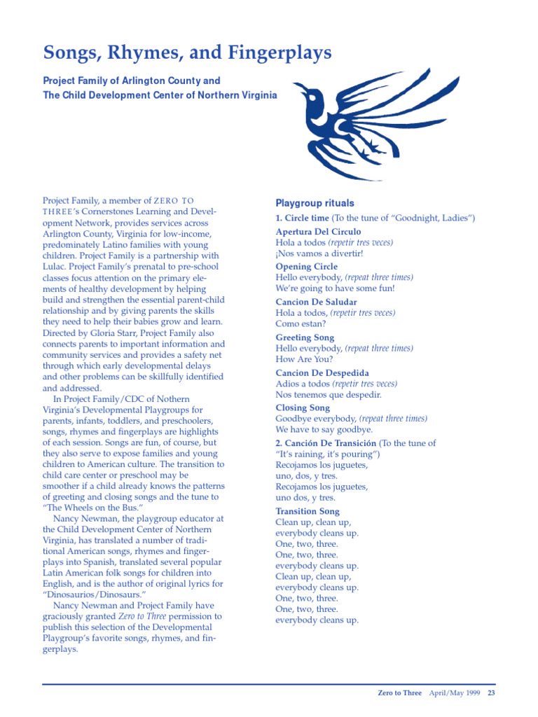 Songs Rhymes and Fingerplays | PDF