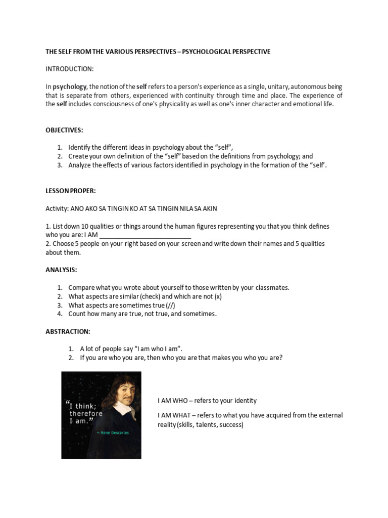 Understanding the Self in Psychology | PDF | Id | Psychology