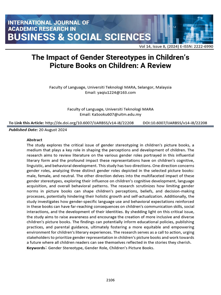 Gender Stereotypes in Children's Books | PDF | Gender Role | Gender Studies