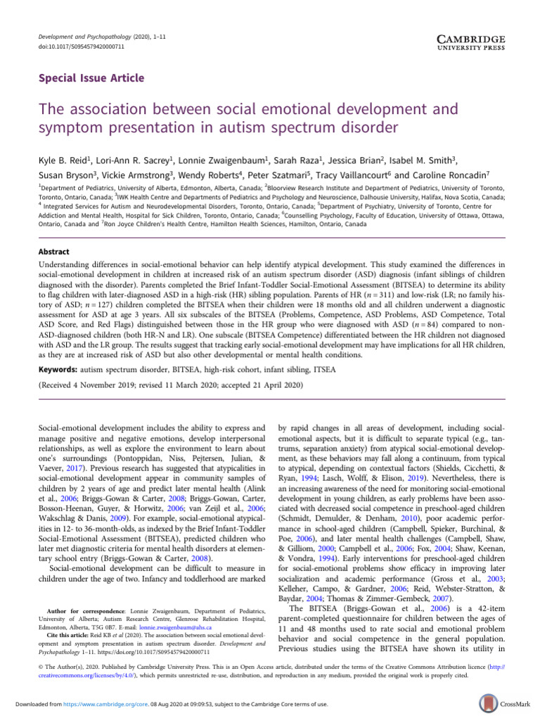 Social-Emotional Development in ASD | PDF | Autism Spectrum | Mental ...