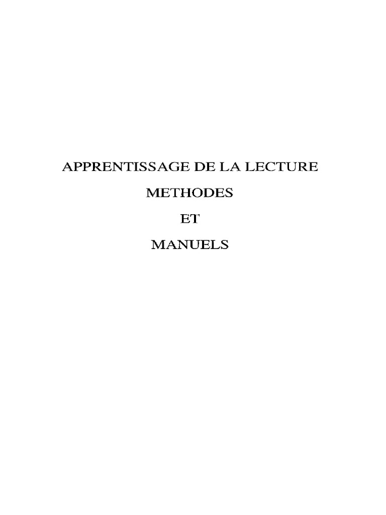 Méthodes d'apprentissage de la lecture | PDF | Apprentissage | Pédagogie