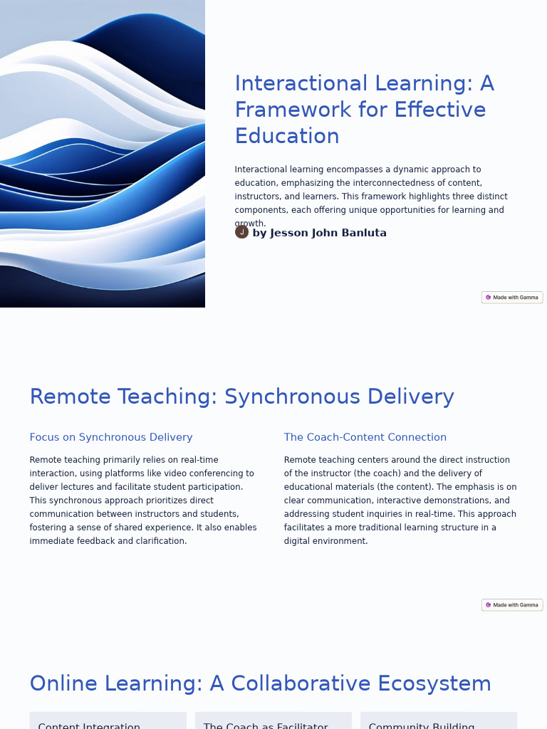 Interactional Learning A Framework For Effective Education | PDF ...