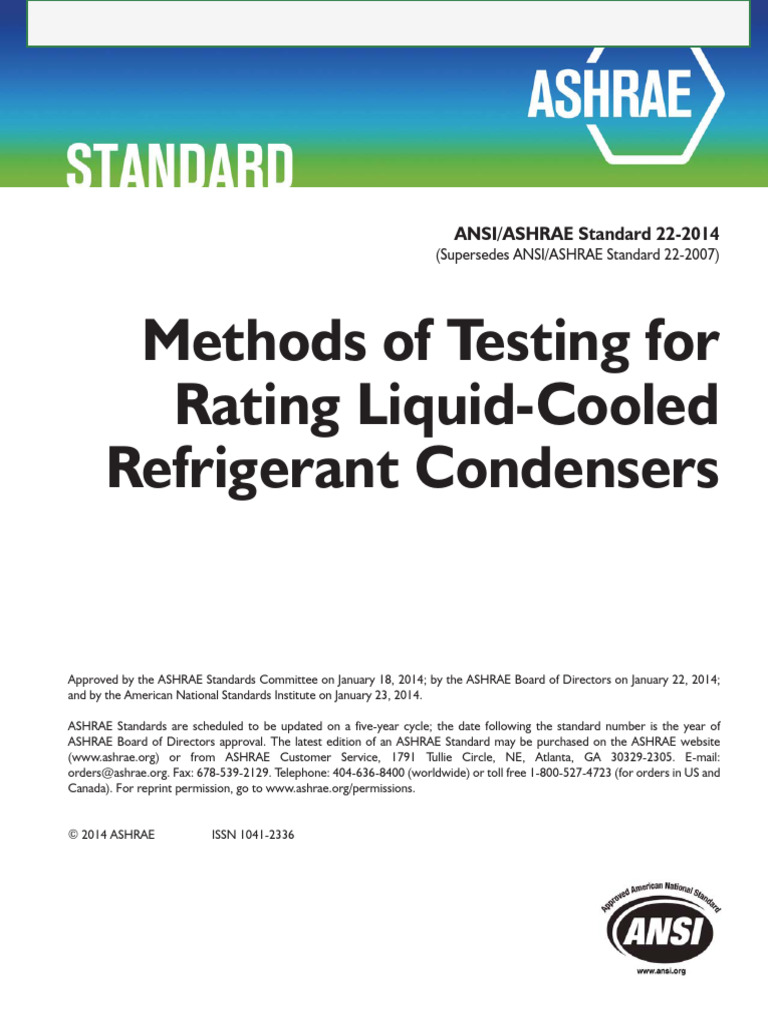 Preview ANSI+ASHRAE+Standard+22-2014 | PDF | Liquids | Enthalpy