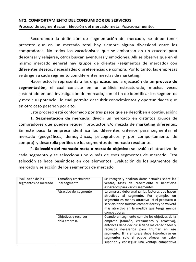 Segmentación y Posicionamiento de Mercado | PDF | Segmentación de ...