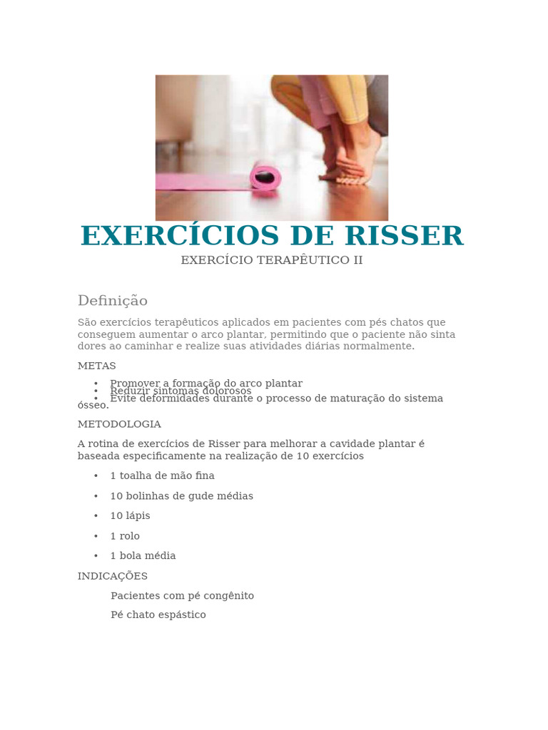 Exercícios Terapêuticos de Risser | PDF | Dor | Pé (unidade de medida)