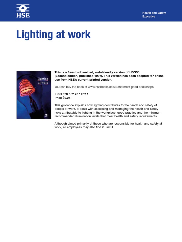 Hsg38 Lighting At Work 1 Lighting Occupational