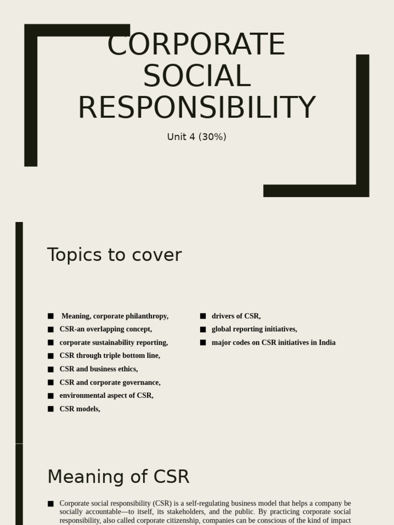 Unit 4 | PDF | Corporate Social Responsibility | Sustainability