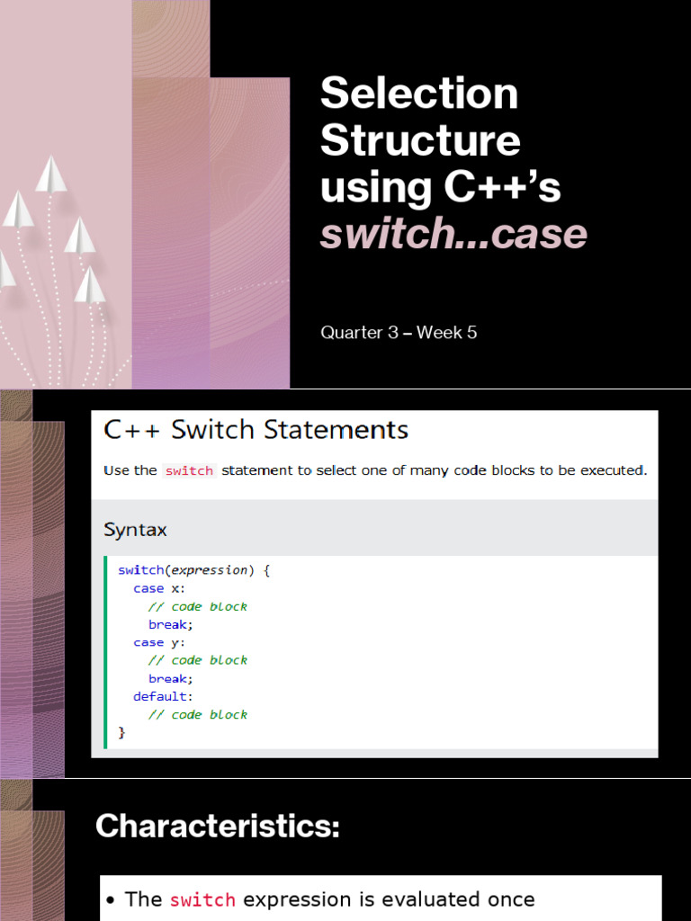 Selection Structure Using C Swith Case | PDF | C++ | Software Engineering