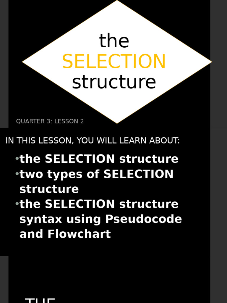 Quarter 3 Week 2 the Selection Structure Student Copy | PDF | Boolean ...