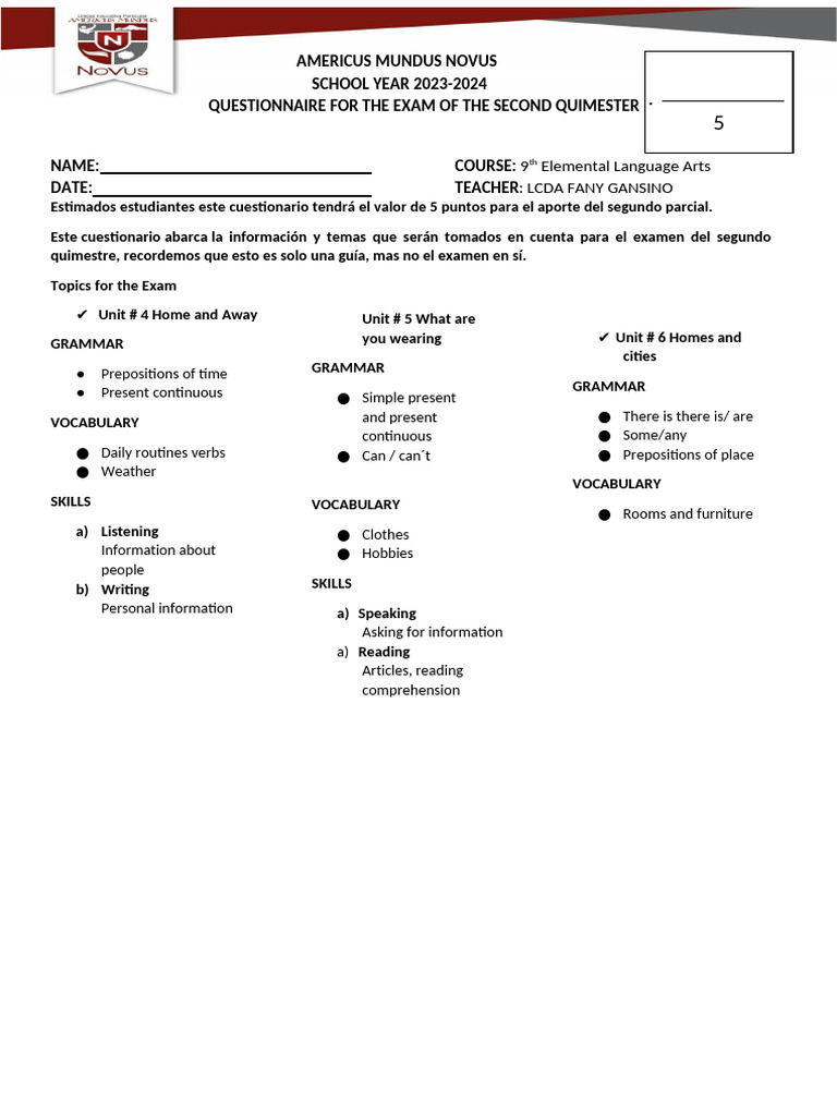9th Grade Language Arts Exam Guide | PDF | Languages | Foreign Language ...