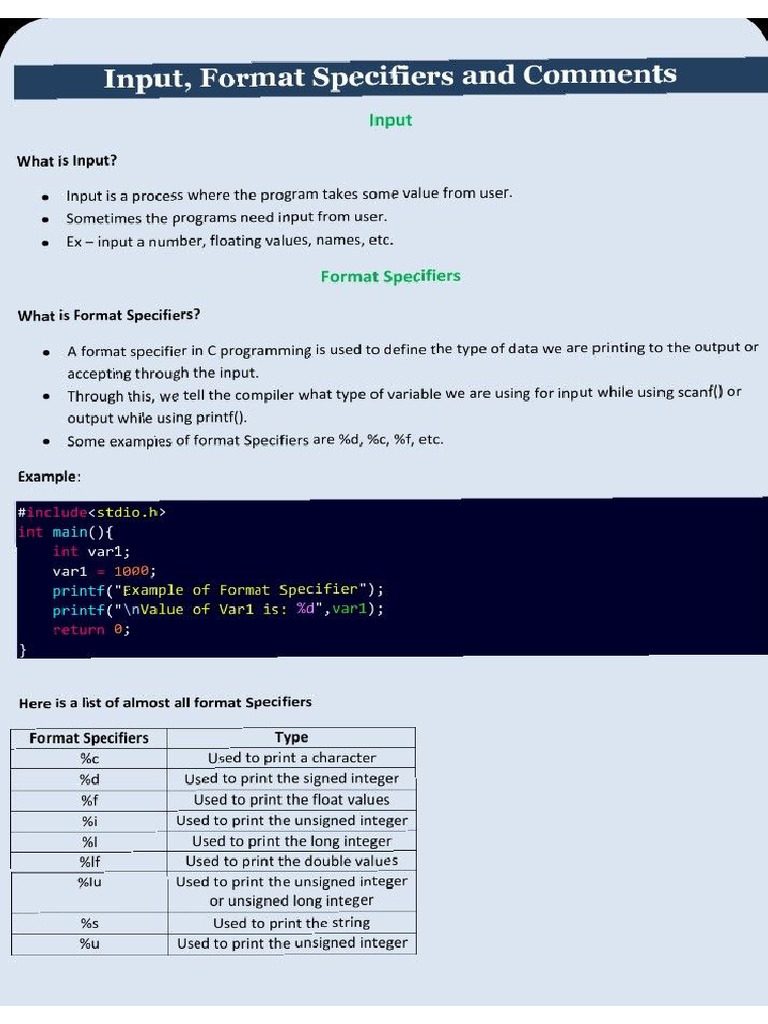 Input, Format Specifier | PDF