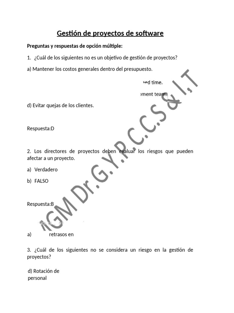 Gestión de Proyectos de Software | PDF | Software | Ingeniería de software