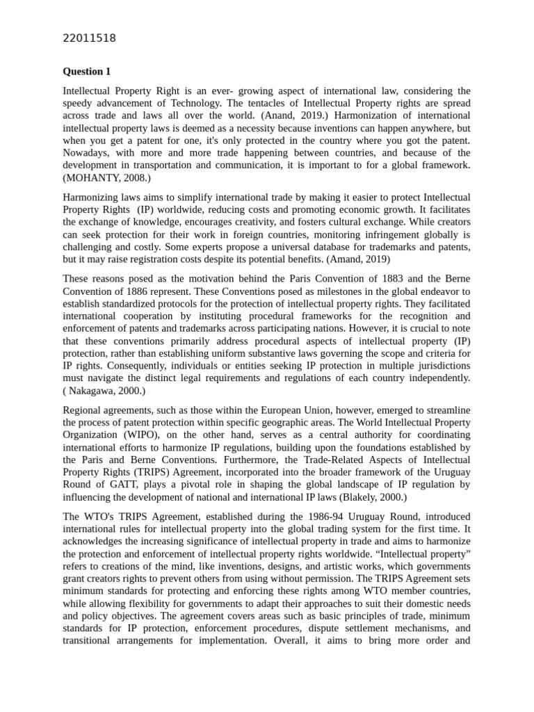 Global Harmonization of IP Law | PDF | Intellectual Property | World ...