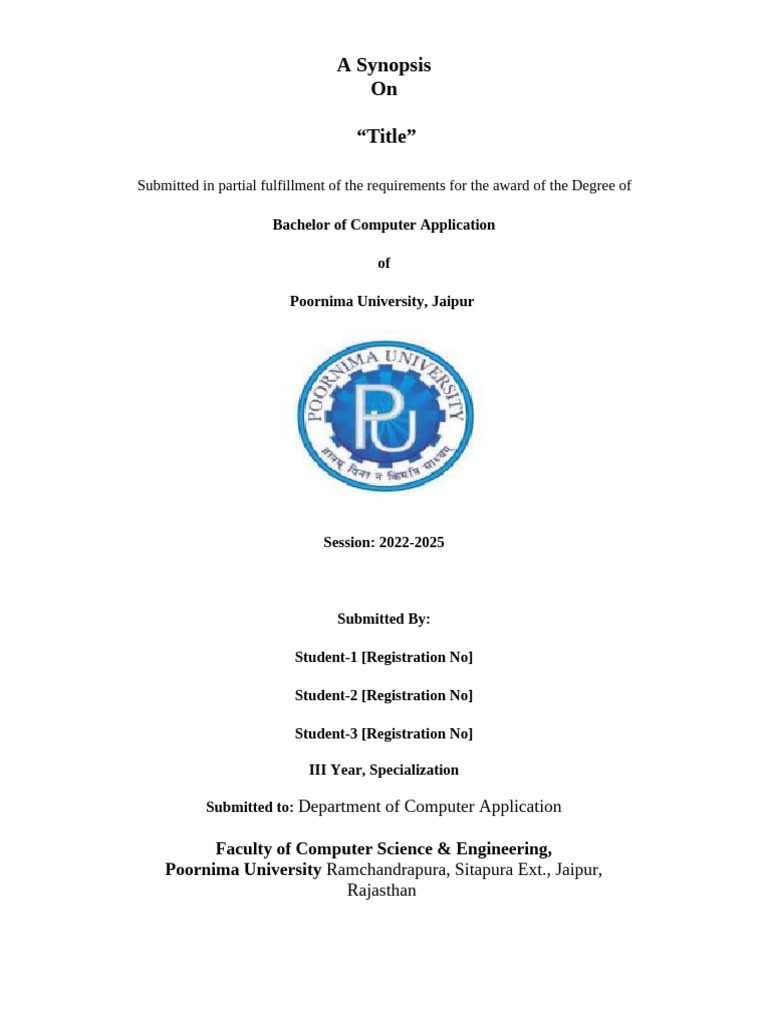 Project Synopsis for BCA Degree | PDF | Computing | Information Technology