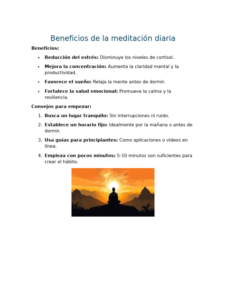 Beneficios de La Meditación Diaria | PDF
