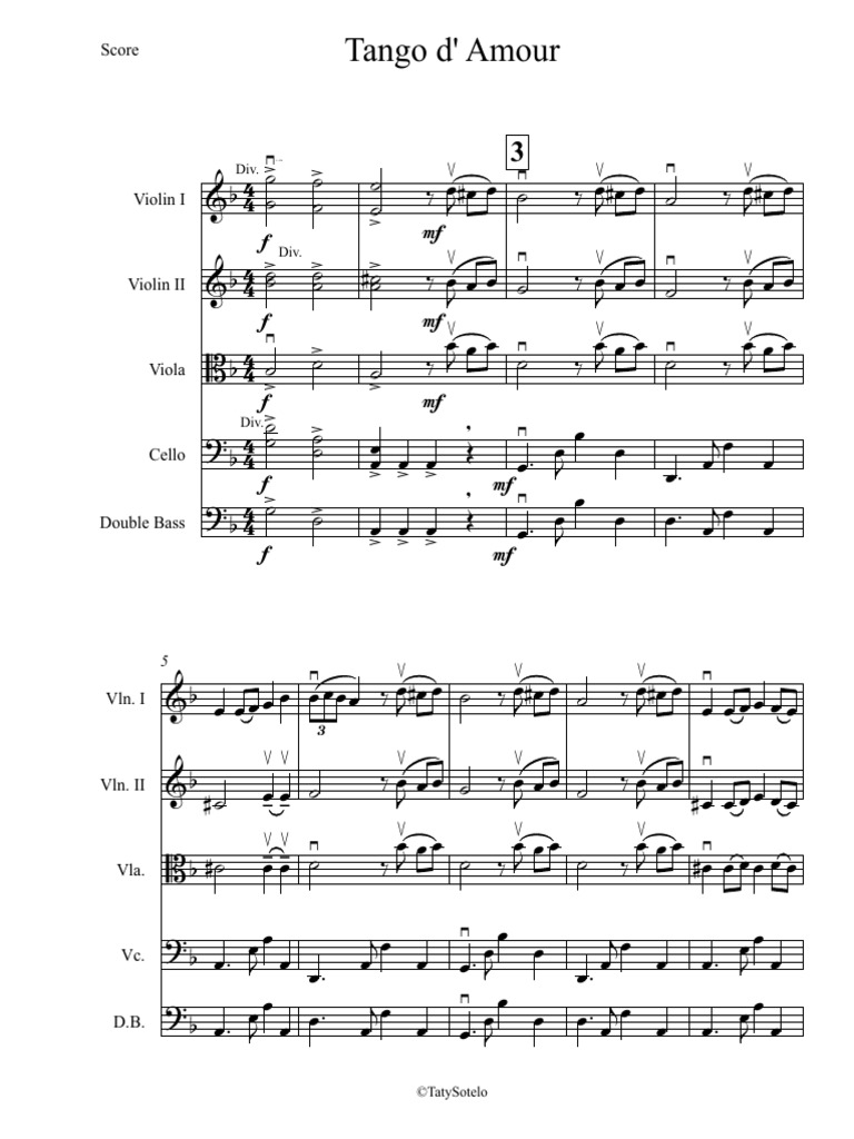 Tango D' Amour - Partitura y Partes | PDF