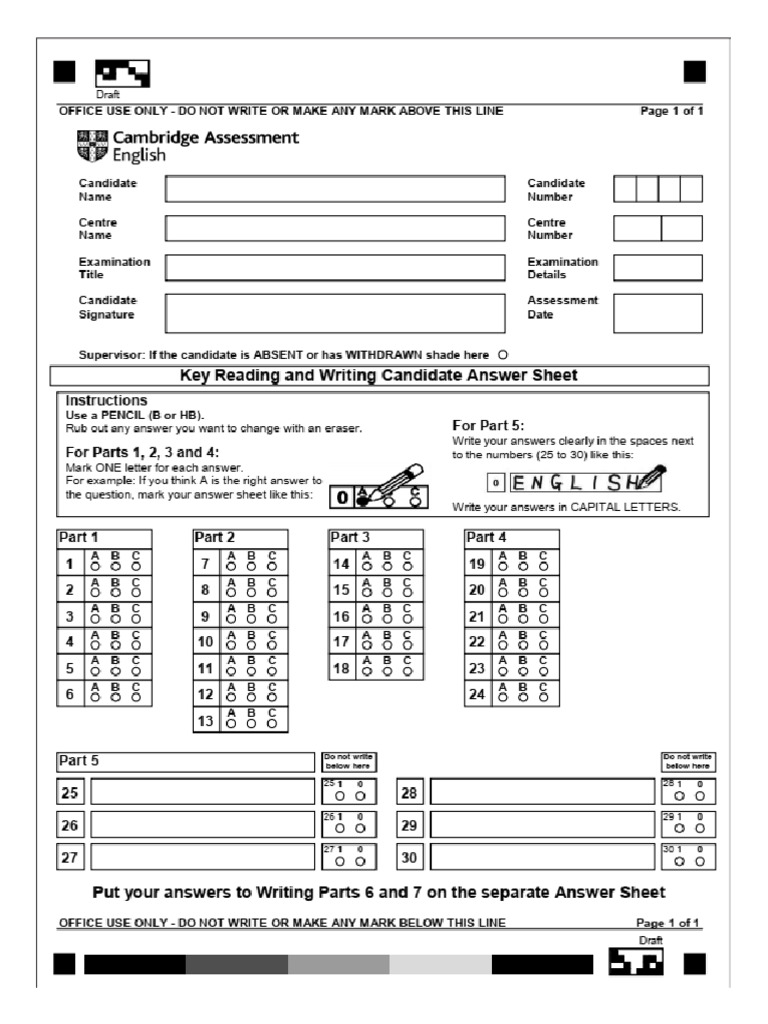 KET 2020 Sheet | PDF