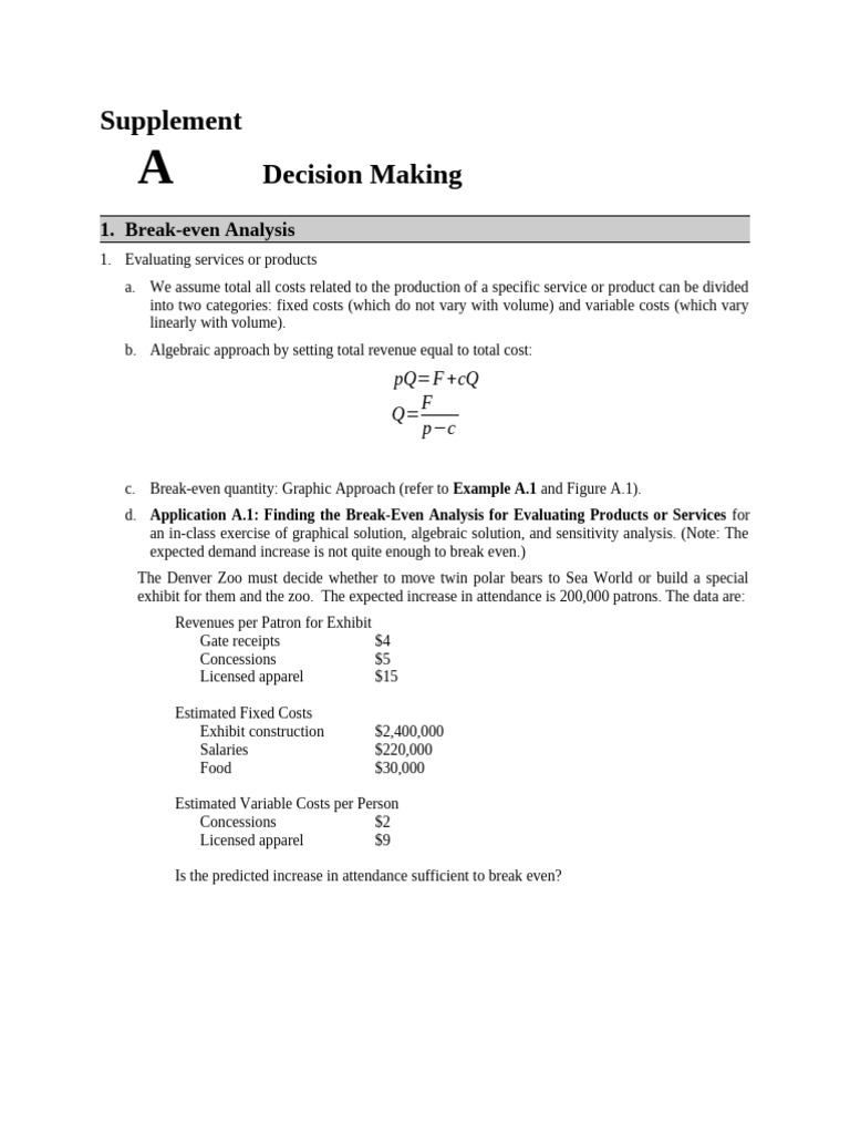 Break-Even Analysis for Decision Making | PDF | Economics | Business ...