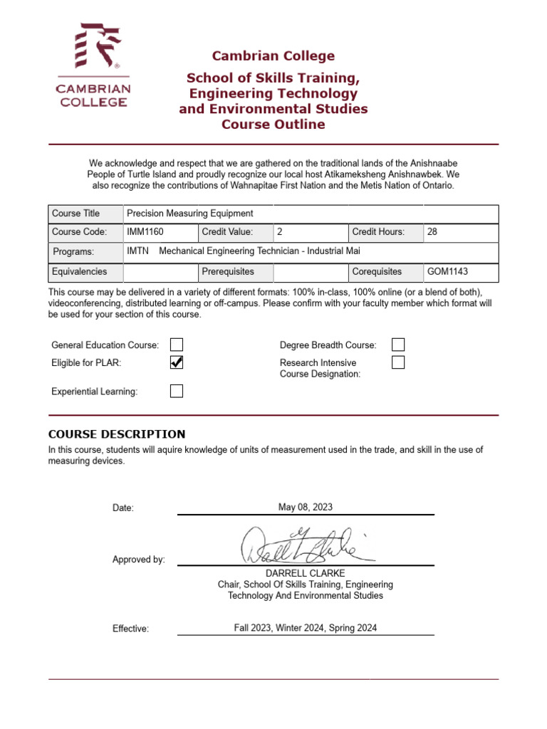 Precision Measuring Equipment Course Outline | PDF | Accuracy And ...