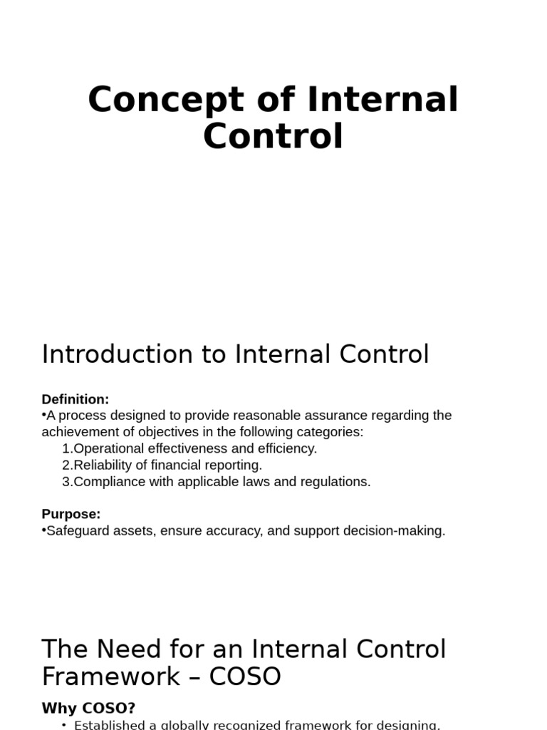 Internal Control Framework Overview | PDF | Internal Control | Risk