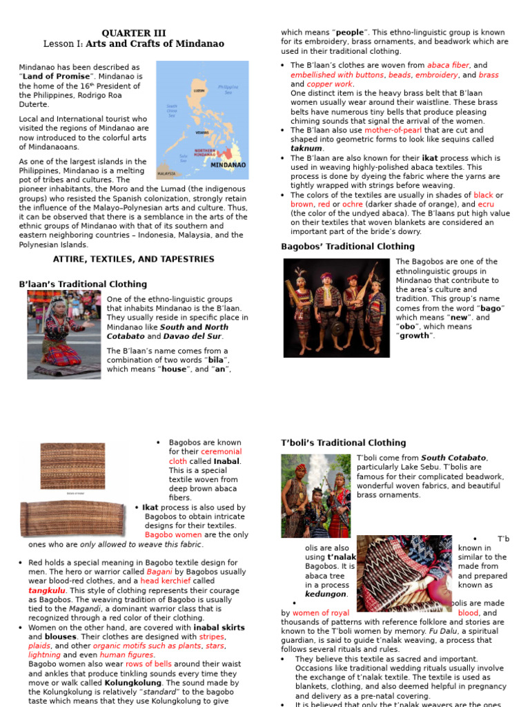 Traditional Dresses of Mindanao Ethnic Groups | PDF | Textiles | Weaving