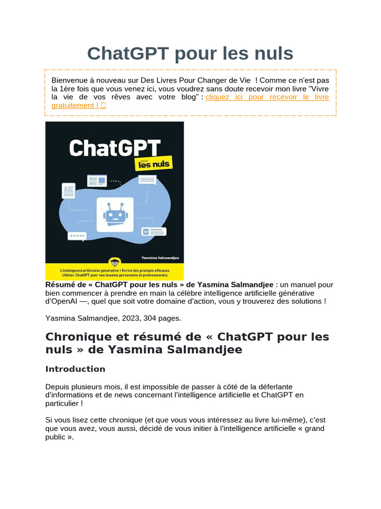 ChatGPT pour les nuls : Guide pratique | PDF | Intelligence ...