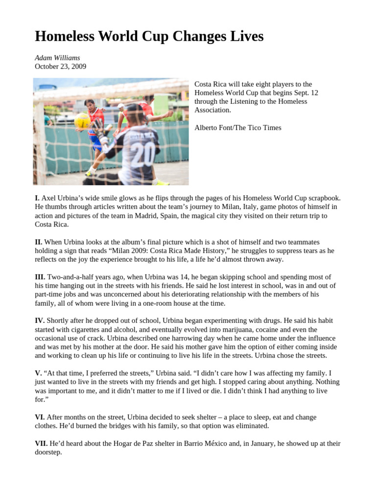 Costa Rica's Homeless World Cup Journey | PDF
