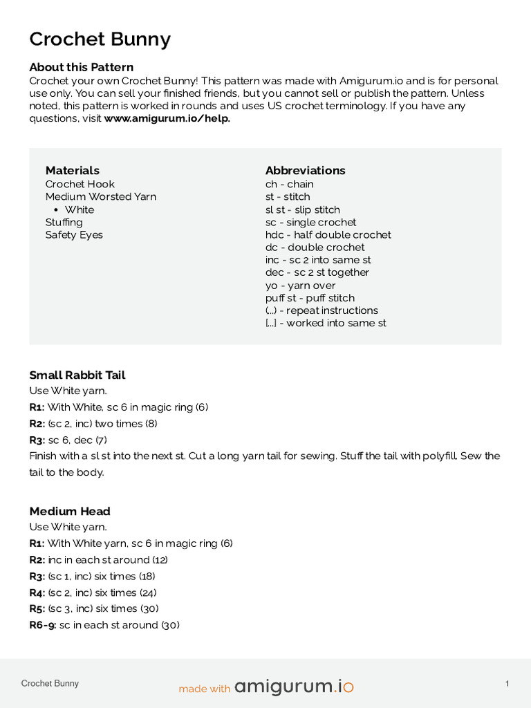 Crochet Bunny - Basic | PDF | Crochet | Woven Fabrics