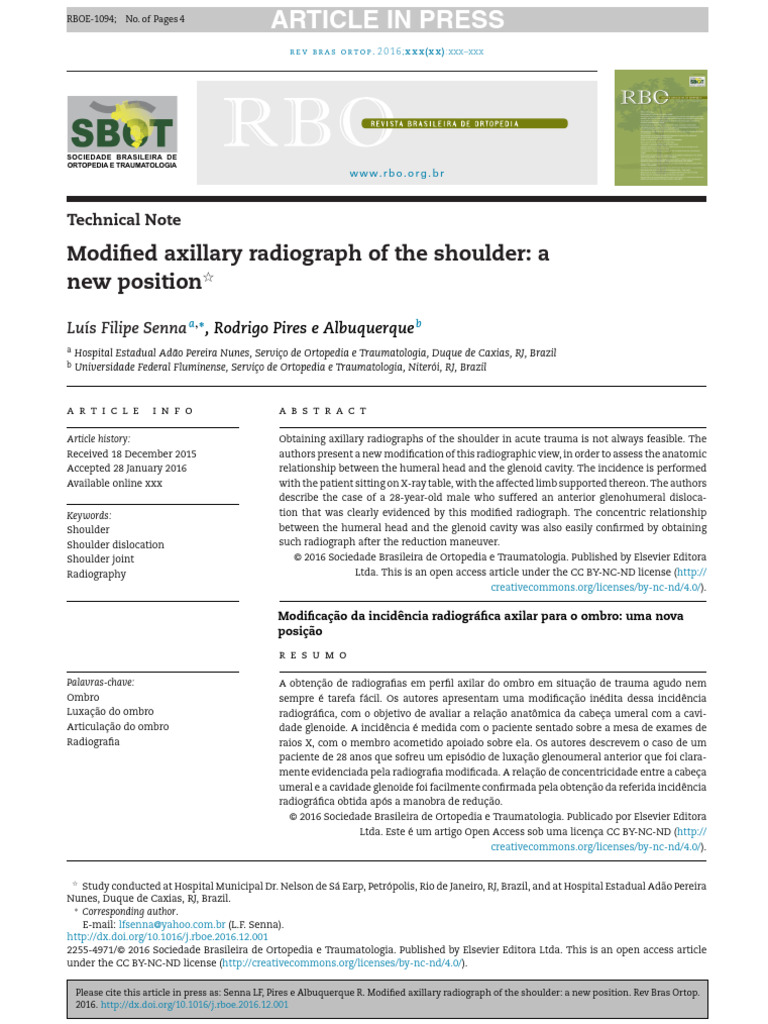 Modified Axillary Shoulder Radiograph | PDF | Shoulder | Human Anatomy