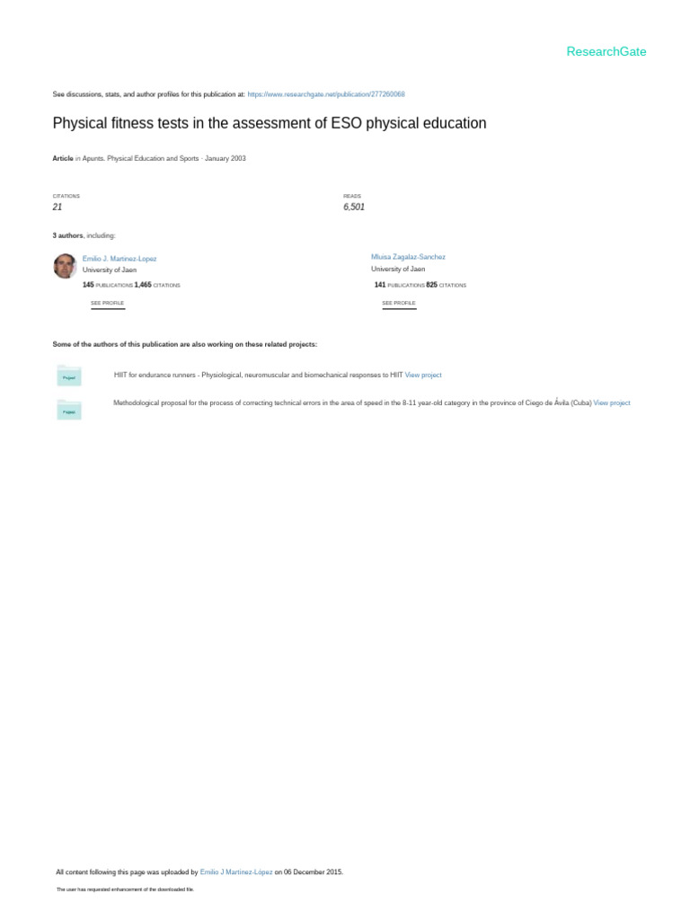 The physical fitness tests in the evaluation of | PDF | Validity ...
