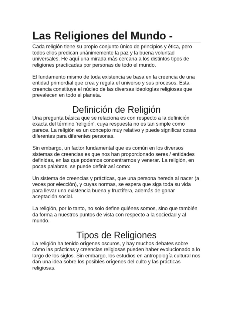 Principales Religiones del Mundo | PDF | Tora | Biblia